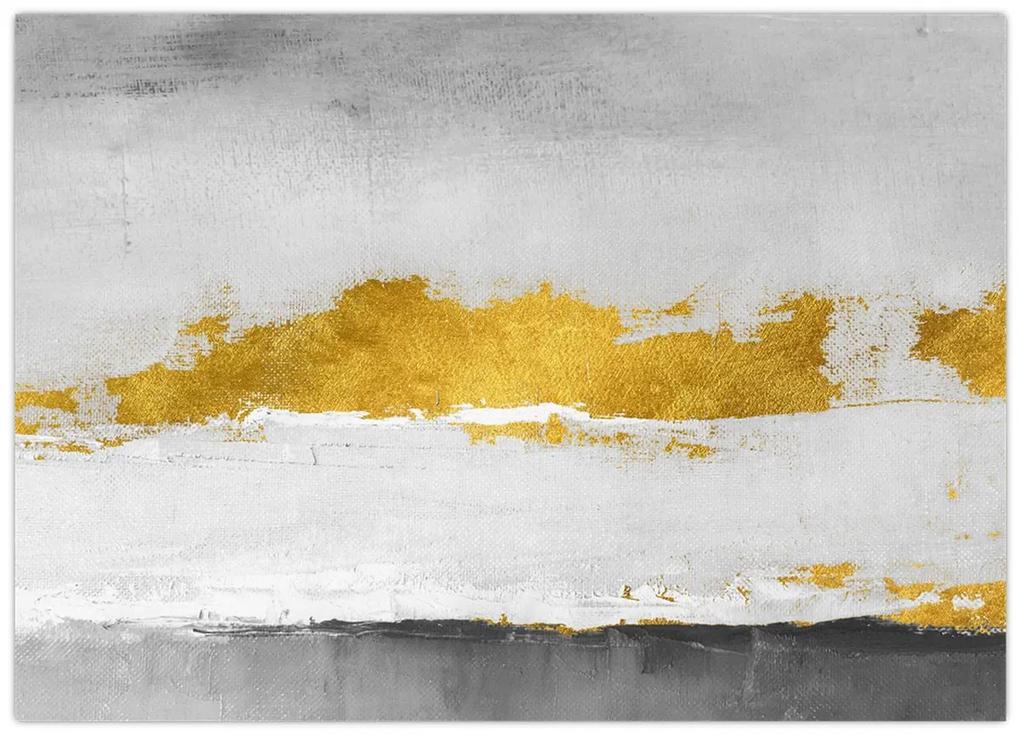 Obraz - Zlaté a šedé ťahy (70x50 cm)