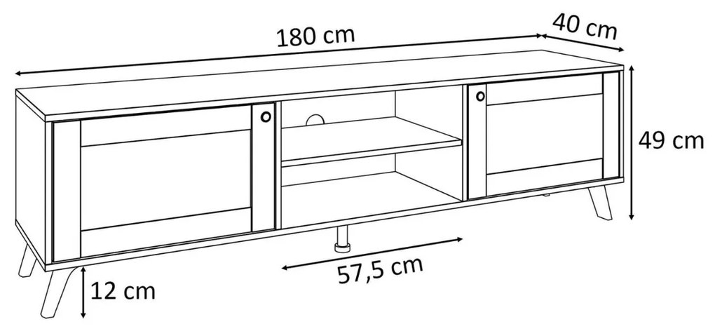 TV STOLÍK THEO S VIEDENSKÝM VÝPLETOM DUB PUCCINI 180 cm