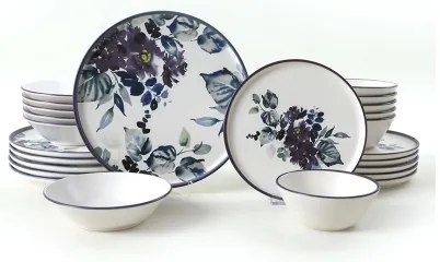 Jedálenská súprava 24 ks biela/modrá/keramika