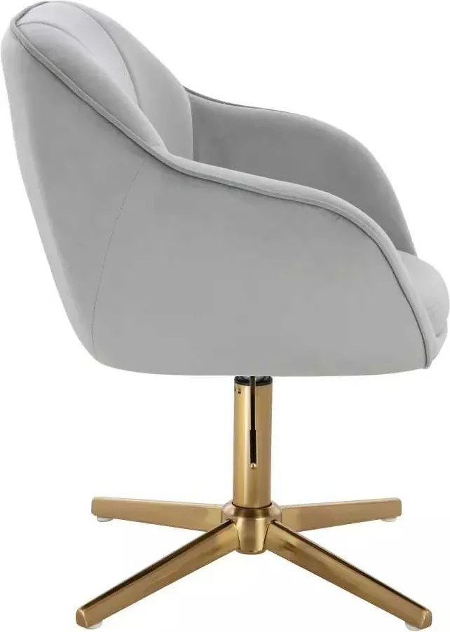 LuxuryForm DESIGN Stolička AVOLA VELUR na zlatom kríži - svetlosivá