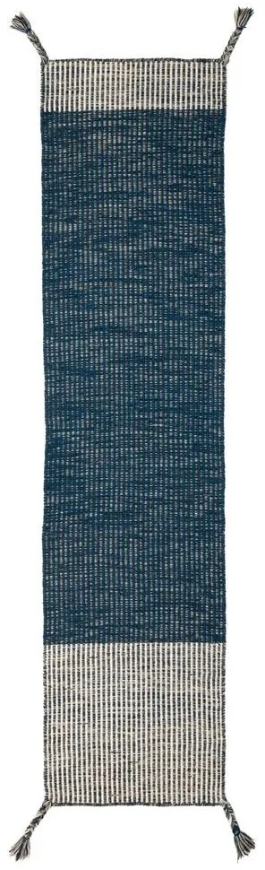 Ručne tkaný kusový behúň Infinite Indira Blue, 60x200, modrá, chodba / predsieň, Flair Rugs
