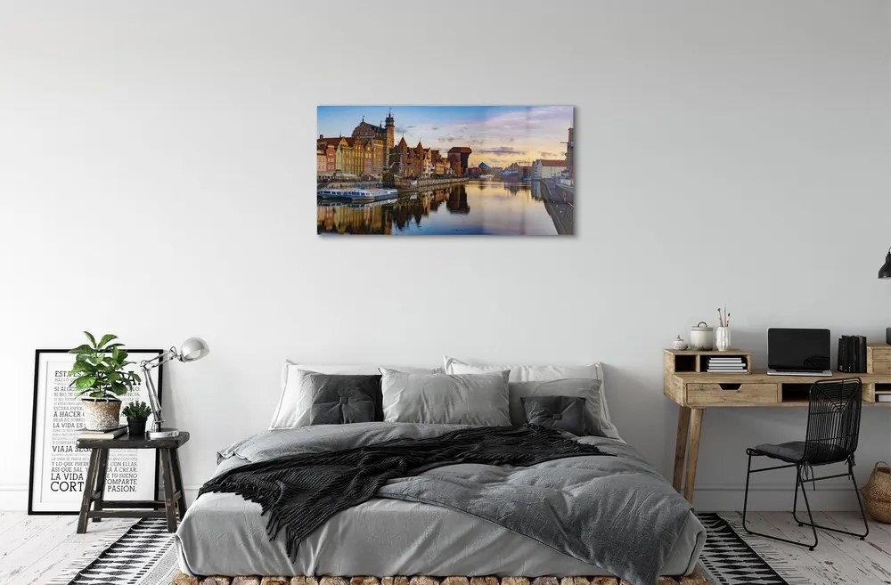 Sklenený obraz Port of Gdańsk rieky svitania 120x60 cm