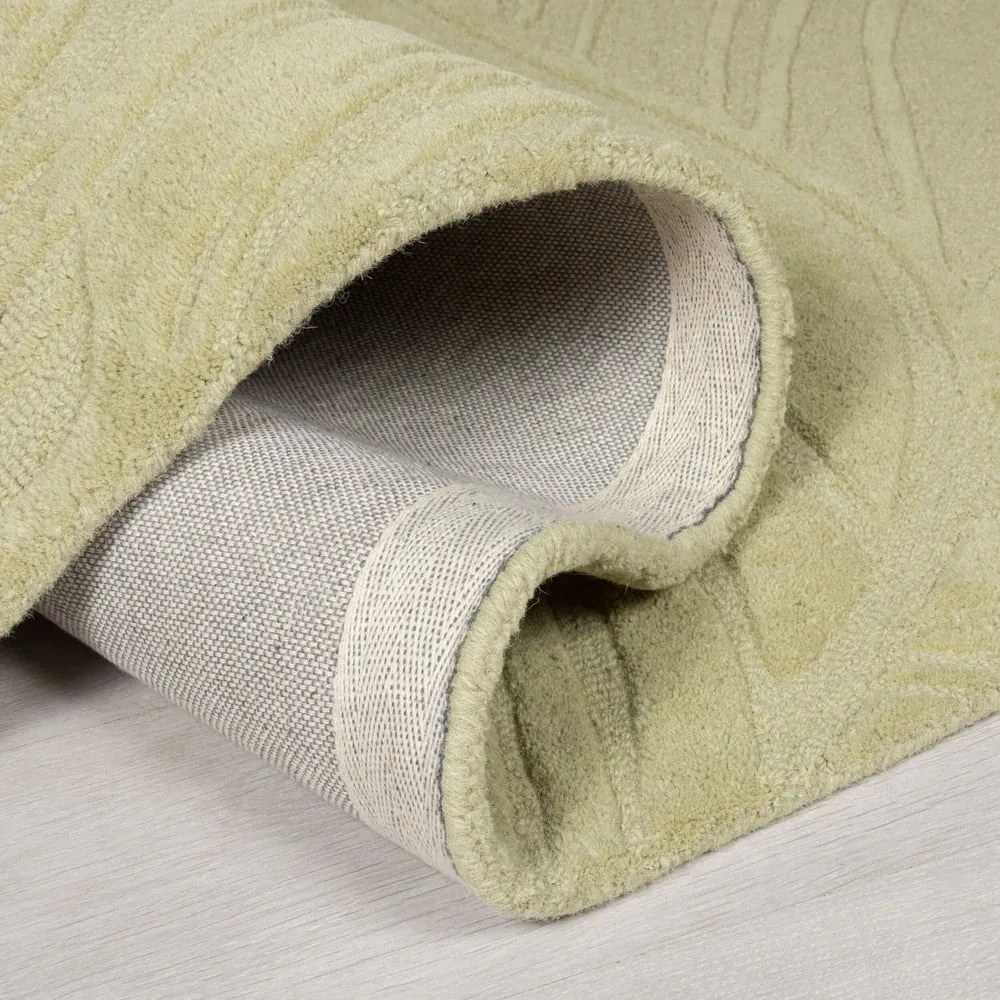 Zelený vlnený okrúhly koberec ø 160 cm Lino Leaf – Flair Rugs