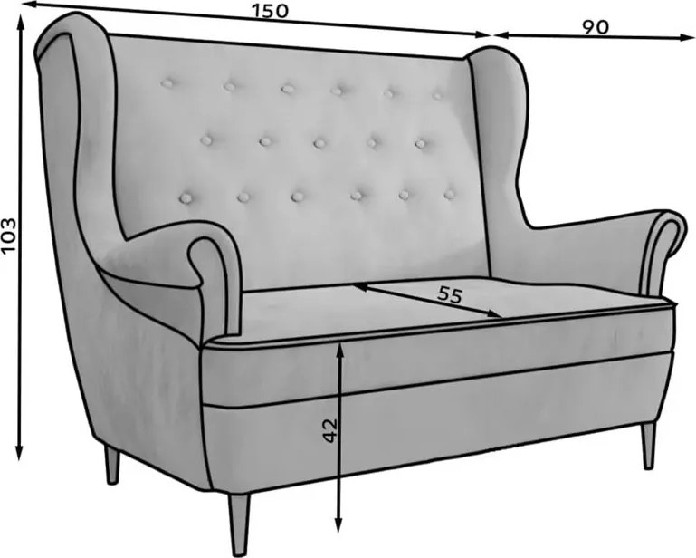 Modrá pohovka 150 cm Aros – ELTAP