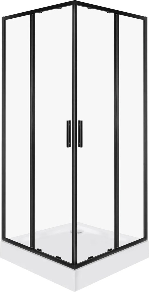 Novoterm Štvorcový sprchový kút NV-Solid SQ BL 90, čierny/transparent - bez vaničky