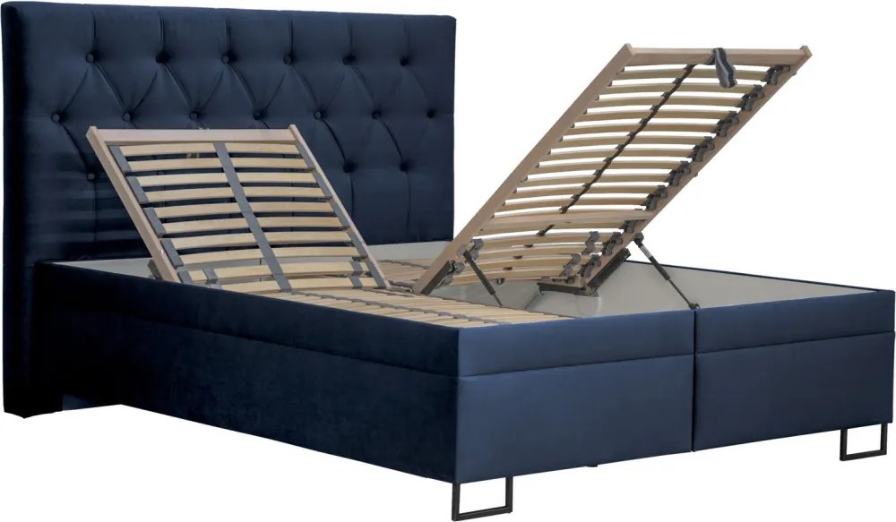 Posteľ Amy 180x200 cm, tmavo modrá látka