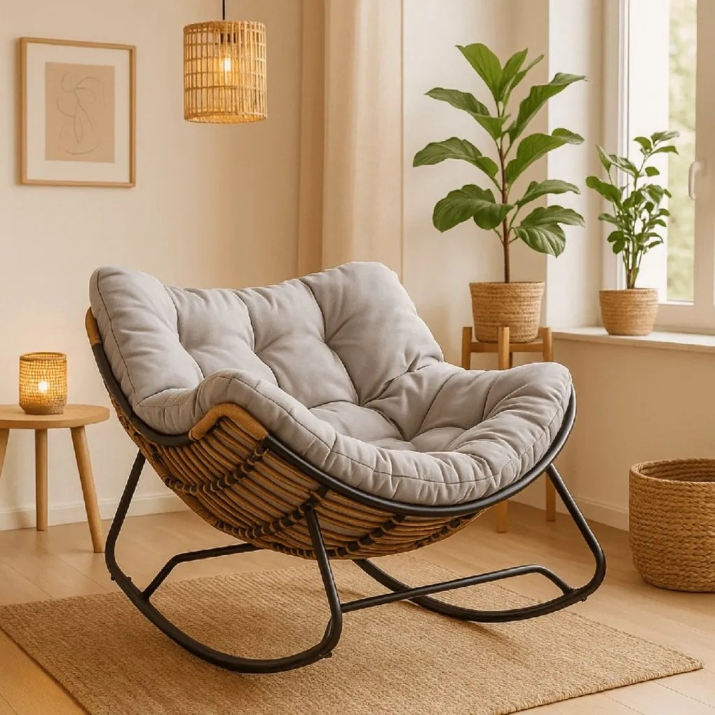 PROXIMA.store - Dizajnové hojdacie záhradné kreslo ELTON FARBA: béžová