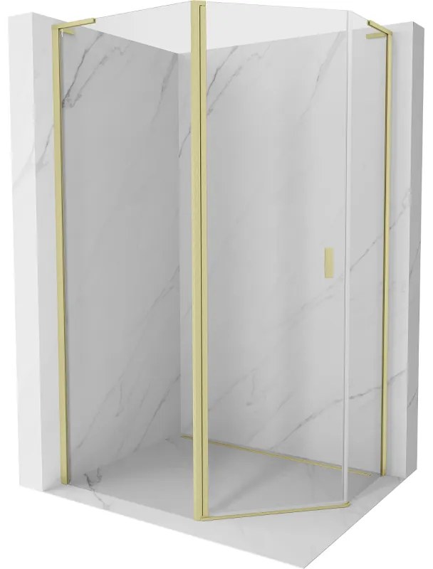 Mexen Mist L, päťuholníkový sprchový kút s krídlovými dverami, 100 x 90 cm, 8mm číre sklo, zlatý matný profil, 8A8L-100-090-55-00