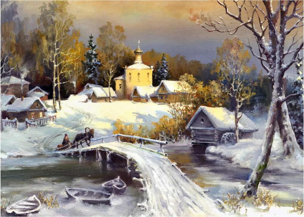 Obraz - Zimné mestečko (70x50 cm)