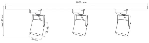 Bodové svietidlo do lištového systému MINOR 3xGU10/10W/230V + 1 m lištový systém