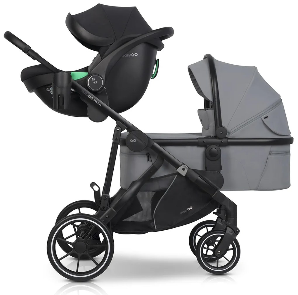 Súrodenecký kočík EasyGo Duoflex Cloudy Gray 2 športové časti