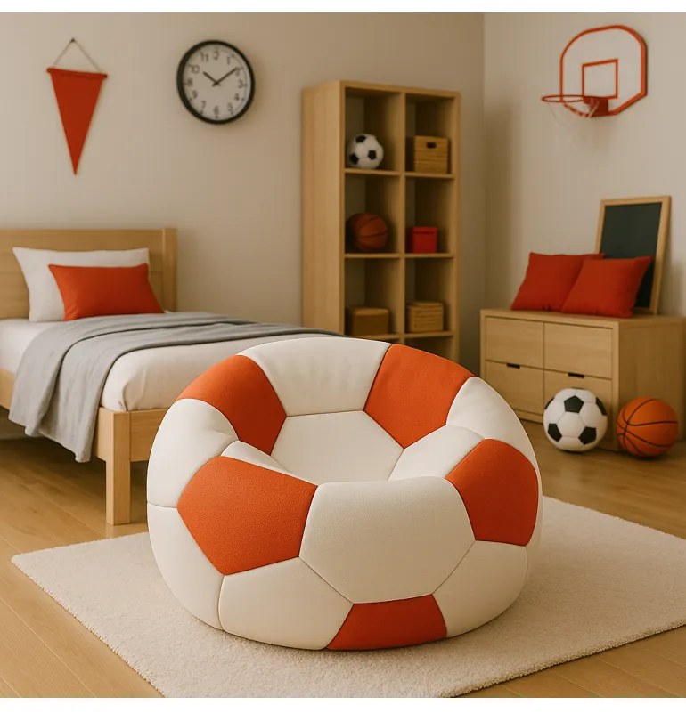 Sedací vak futbalová lopta bieločervená EMI