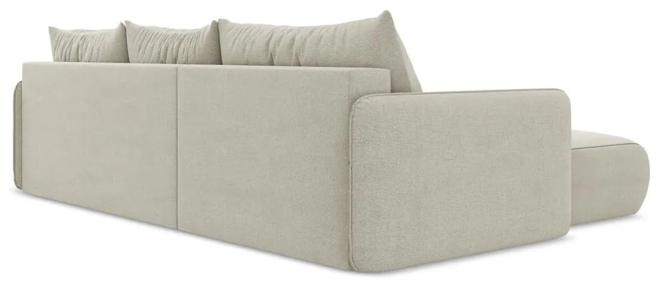 Krémovobiela rozkladacia/s úložným priestorom rohová pohovka (ľavý roh) Nanea – Makamii