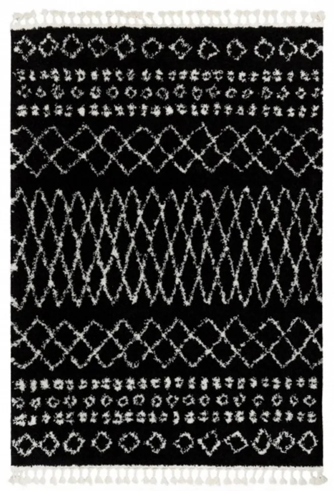 Kusový koberec Shaggy Etnic čierny, Velikosti 80x150cm