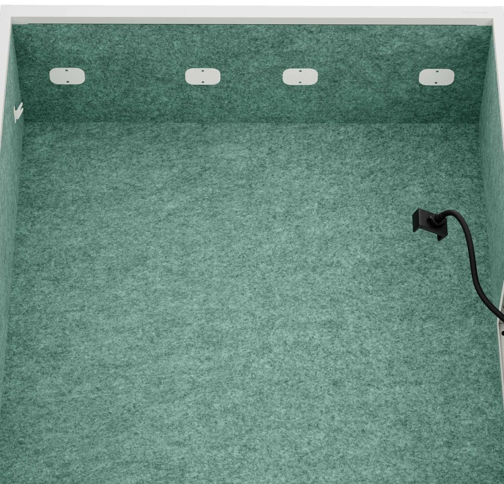 Akustická kabína SALLY MentalBox 1150 mm – biely korpus, zelené sedadlo