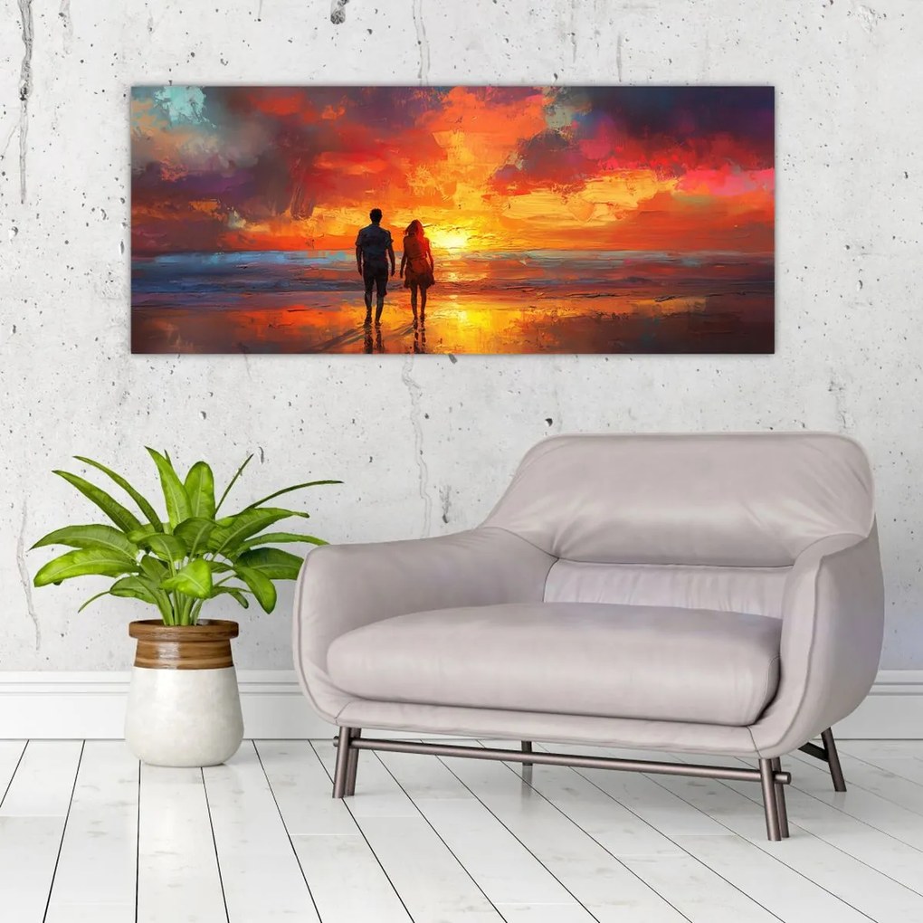 Obraz - Prechádzka na pláži (120x50 cm)