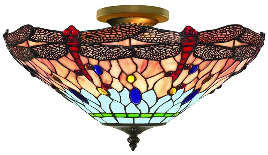 Searchlight 1289-16 - Tiffany prisadený luster DRAGONFLY 3xE14/40W/230V