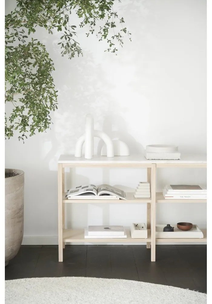 Hnedo-béžový konzolový stolík s doskou z kameňa 140x40 cm Orwel - Rowico