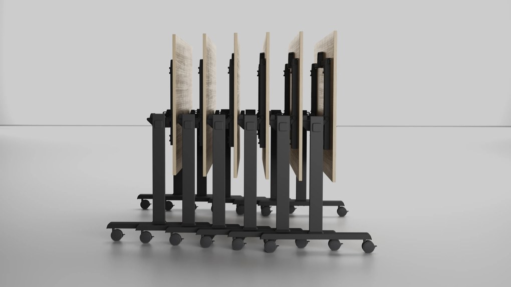 Mobilný stôl MATCH, 160x80 cm, čierna podnož, breza