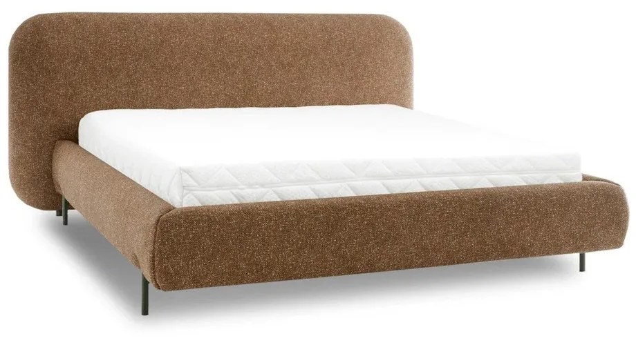 Okrovožltá čalúnená dvojlôžková posteľ s úložným priestorom s roštom 180x200 cm Pointt – ELTAP