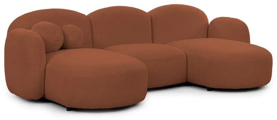 Terakotová rohová pohovka z textílie buklé (do tvaru "U") Orbit – Ropez