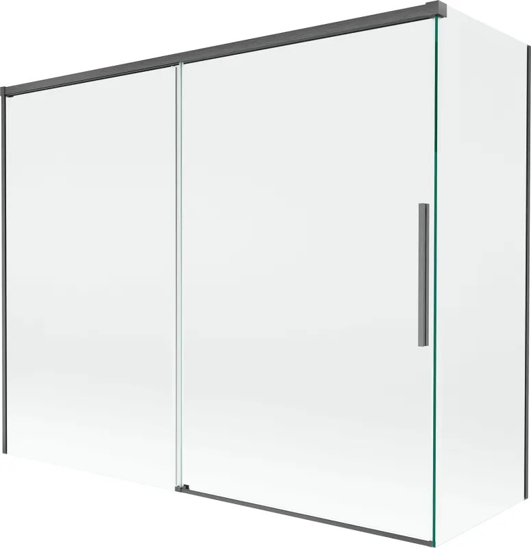 Mexen Rox, 2-krídlová posuvná vaňová zástena 190 + 80 x 150 cm, 8mm číre sklo, brúsený grafit profil, 8C9-190-080-66-00
