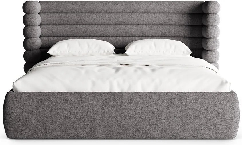 Tmavosivá čalúnená dvojlôžková posteľ s úložným priestorom s roštom 160x200 cm Mount – Micadoni