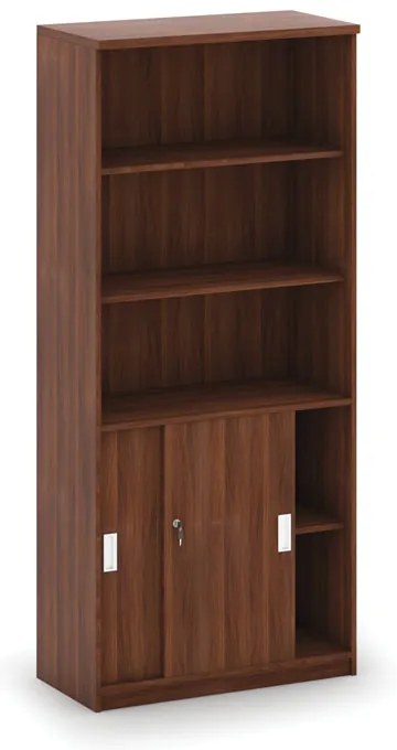 Kombinovaná kancelárska skriňa MIRELLI, 800 x 400 x 1800 mm, orech