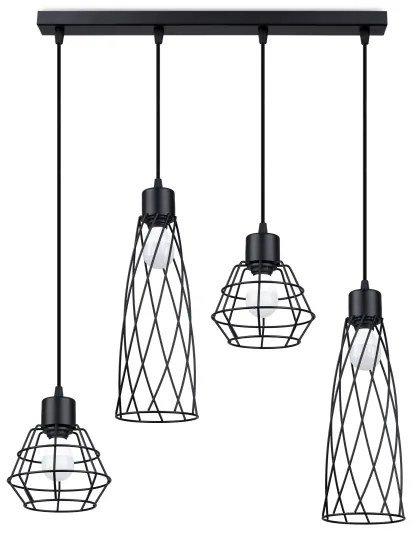 Sollux SL.1167 - Luster na lanku SUBA 4xE27/15W/230V čierna