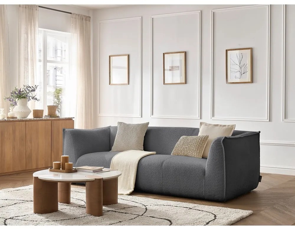 Tmavosivá pohovka z textílie buklé 242 cm Giorgia – Bobochic Paris