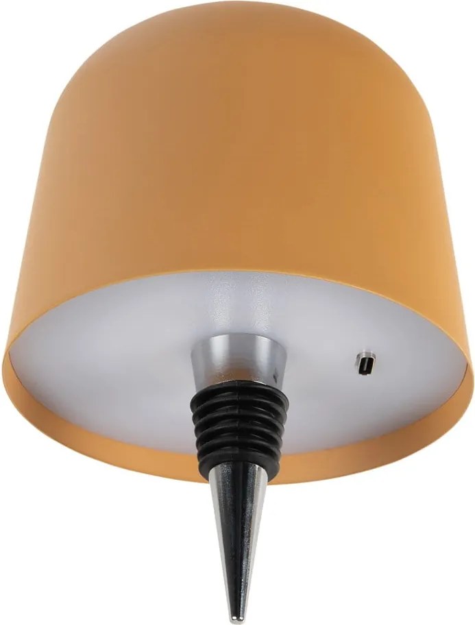 Okrovožltá LED stolová lampa na fľašu s kovovým tienidlom (výška 13 cm) Cone Hat LED – Leitmotiv
