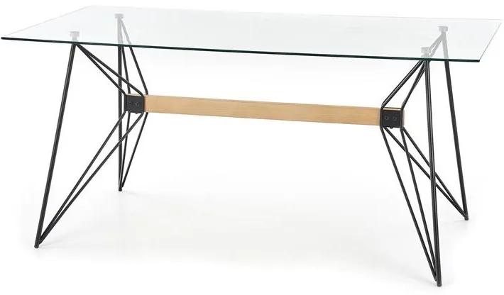 Jedálenský stôl Alyse (prirodne drevo + čierna + sklo). Vlastná spoľahlivá doprava až k Vám domov. 1048627