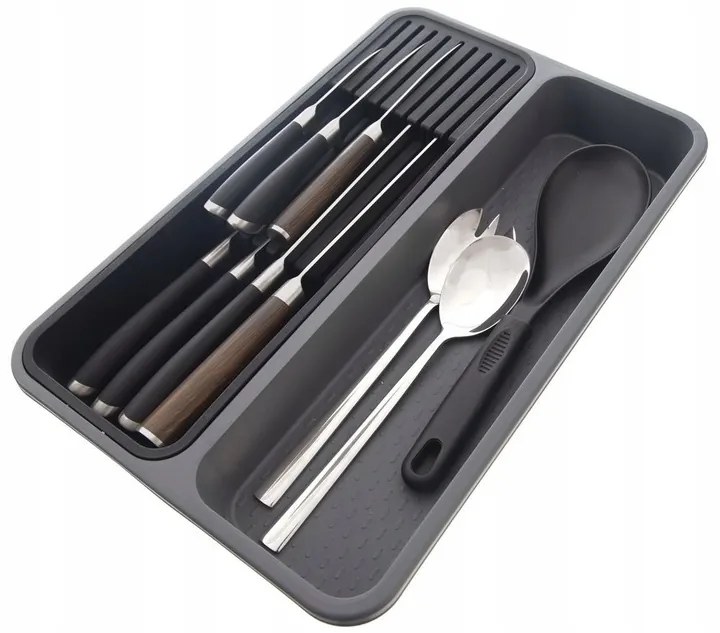 Organizér do zásuvky, príborník 2v1 GREY na varešky a nože 40 x 26,5 cm