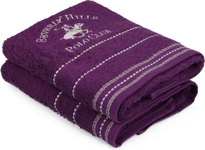 Sada 2 fialových uterákov na ruky Polo Club