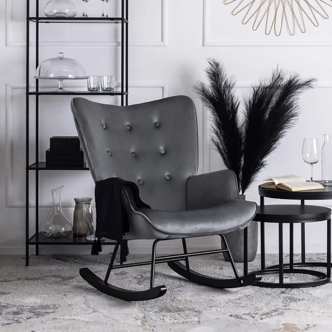 Dizajnové hojdacie kreslo Tromsö šedá velúr