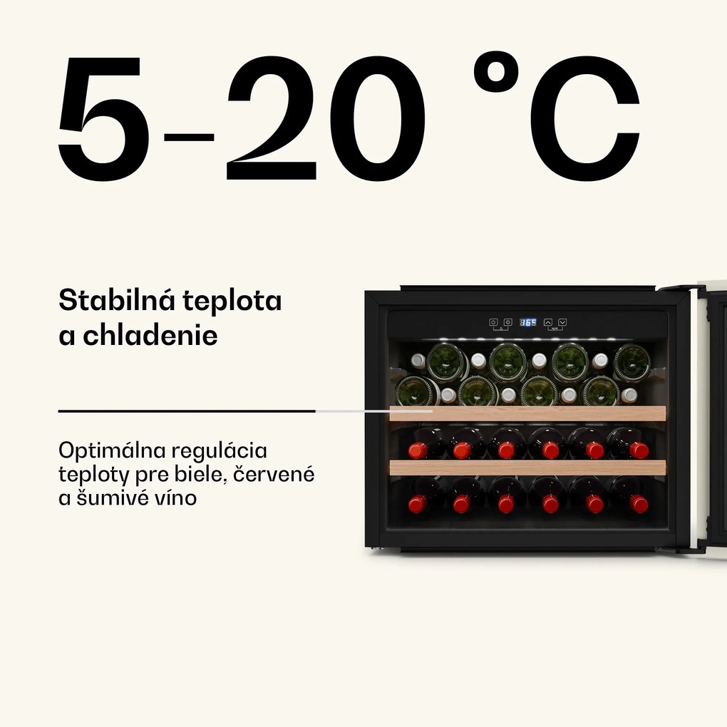 Klarstein Vinsider Victoria 28 chladnička na víno, 28 fliaš, dotyková, UV ochrana, LED, tichá, 2 police