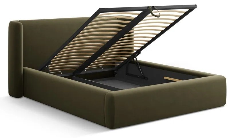 Zelená čalúnená dvojlôžková posteľ s úložným priestorom s roštom 200x200 cm Jason – Windsor & Co Sofas