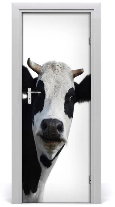 Samolepiace fototapety na dvere fľakatá krava 75x205 cm