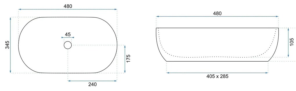 Rea Amelia Warm, umývadlo na dosku 480x345x135 mm, imitácia kameňa, REA-U3001
