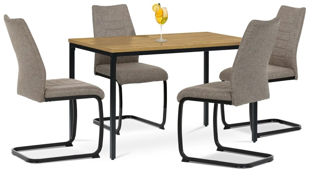 Autronic - Židle jídelní, béžová látka, černé kovové nohy - DCL-438 BR2