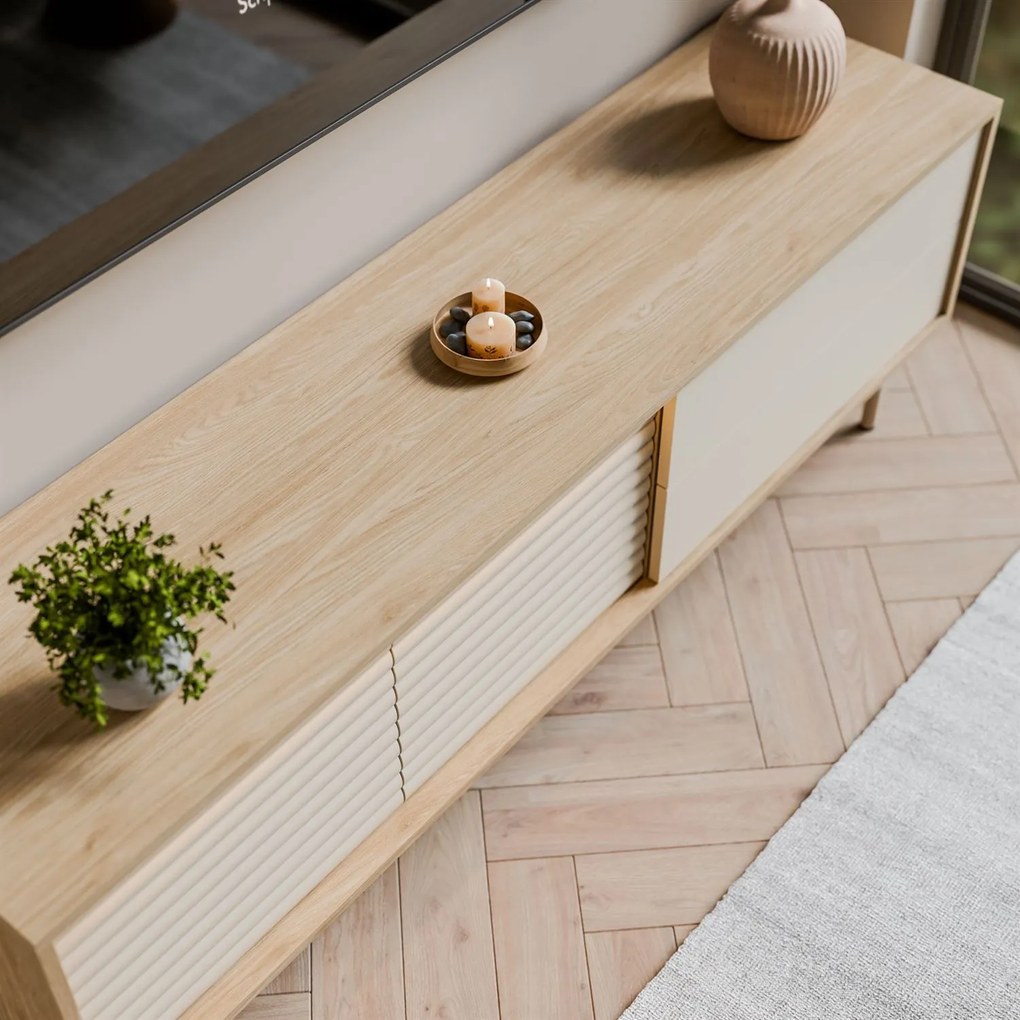 TV stolík QUENTIN dub + kašmír 160 cm