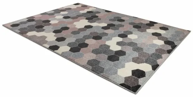 Koberec HEOS 78537 sivý / ružový / krém HEXAGON