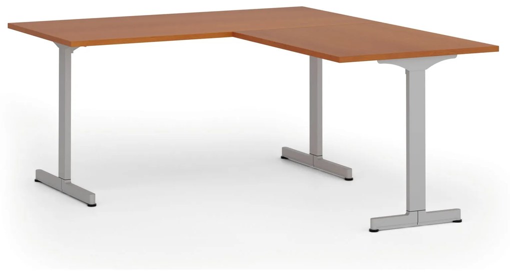 Kancelársky stôl PRIMO BETA L, 1600 x 1800 mm, sivá podnož, čerešňa