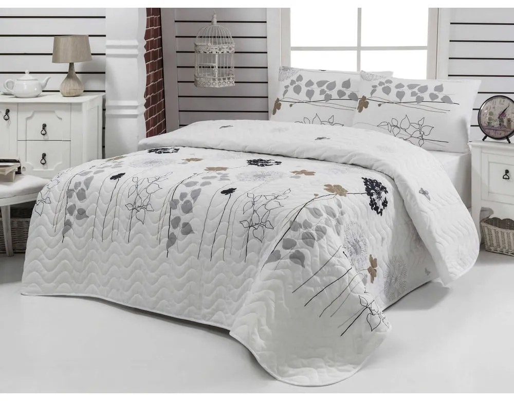 Prešívaný ľahký pléd na dvojlôžko s obliečkami na vankúše Atlantis, 200 × 220 cm