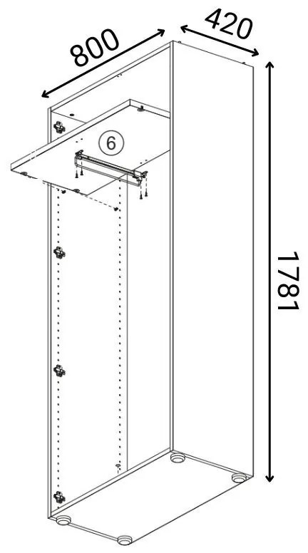 Šatníková skriňa s výsuvom PRIMO WOOD, 1781 x 800 x 420 mm, dub prírodný