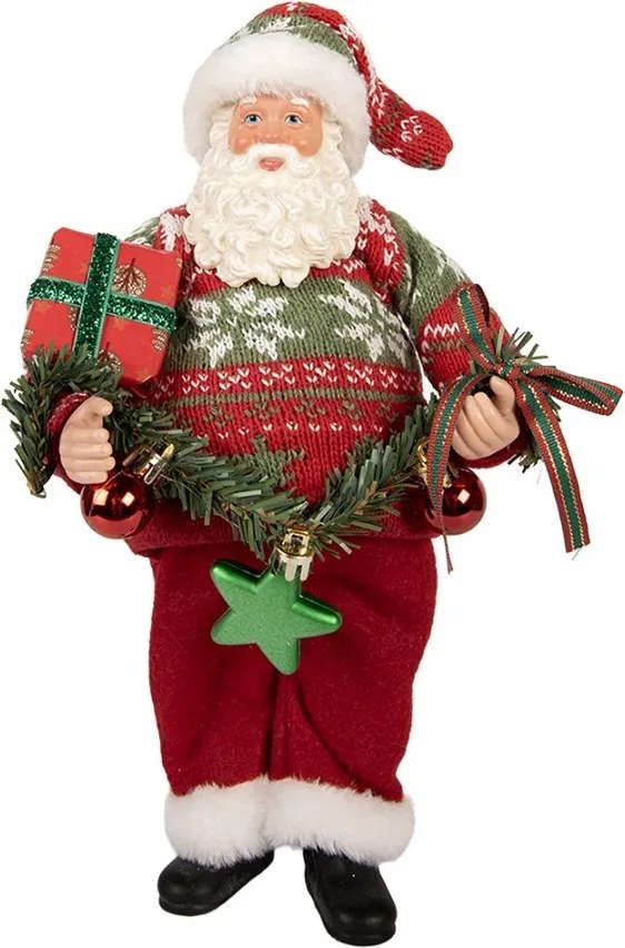 Vianočné dekorácie Santa vo svetri s girlandou - 16*11*27 cm