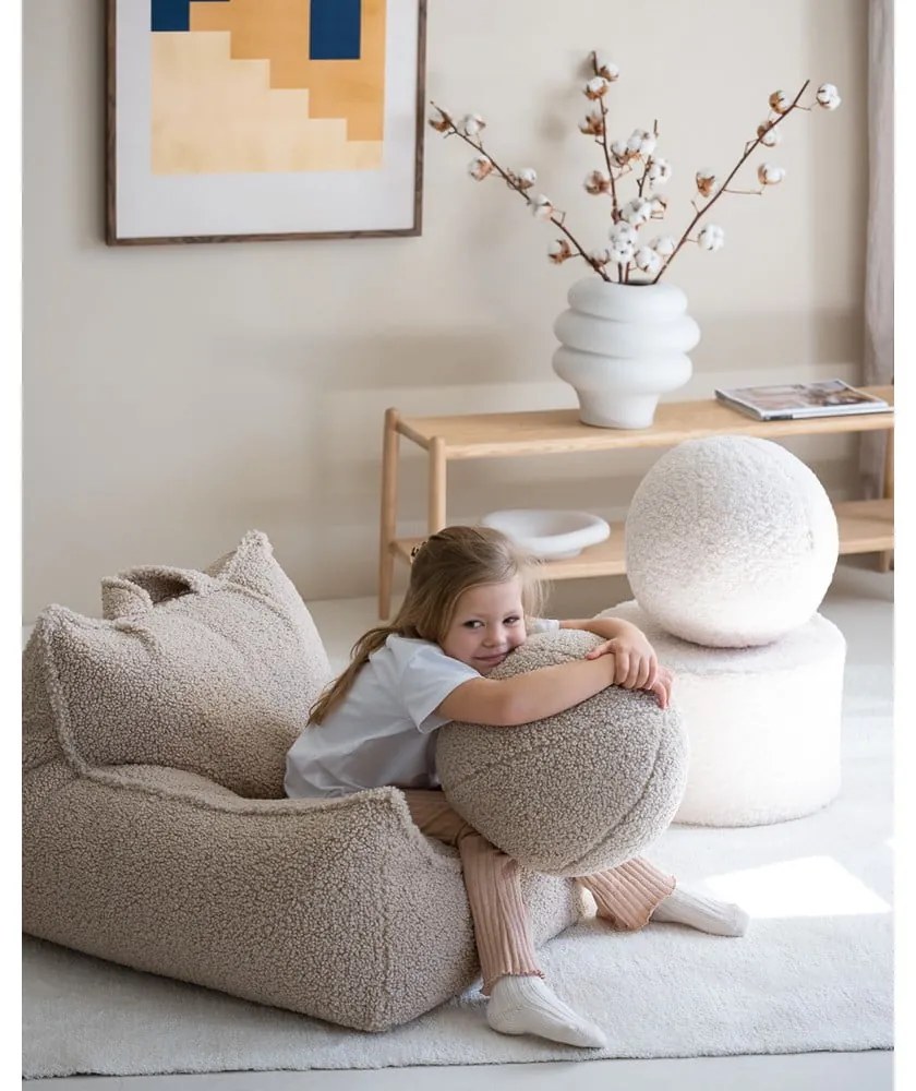 Krémový detský puf z textílie buklé – Wigiwama