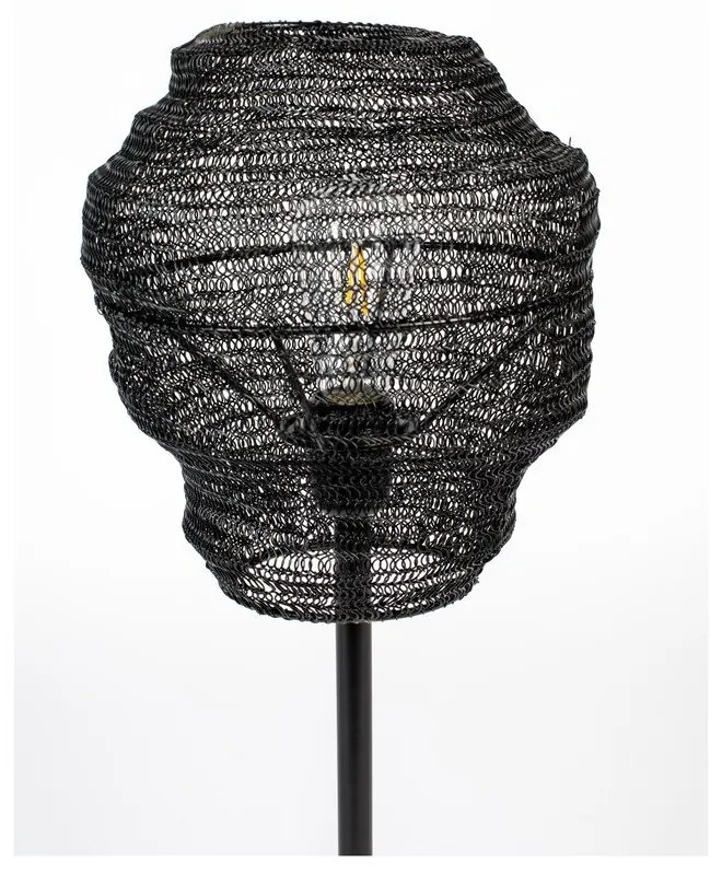 Čierna stolová lampa White Label Lena