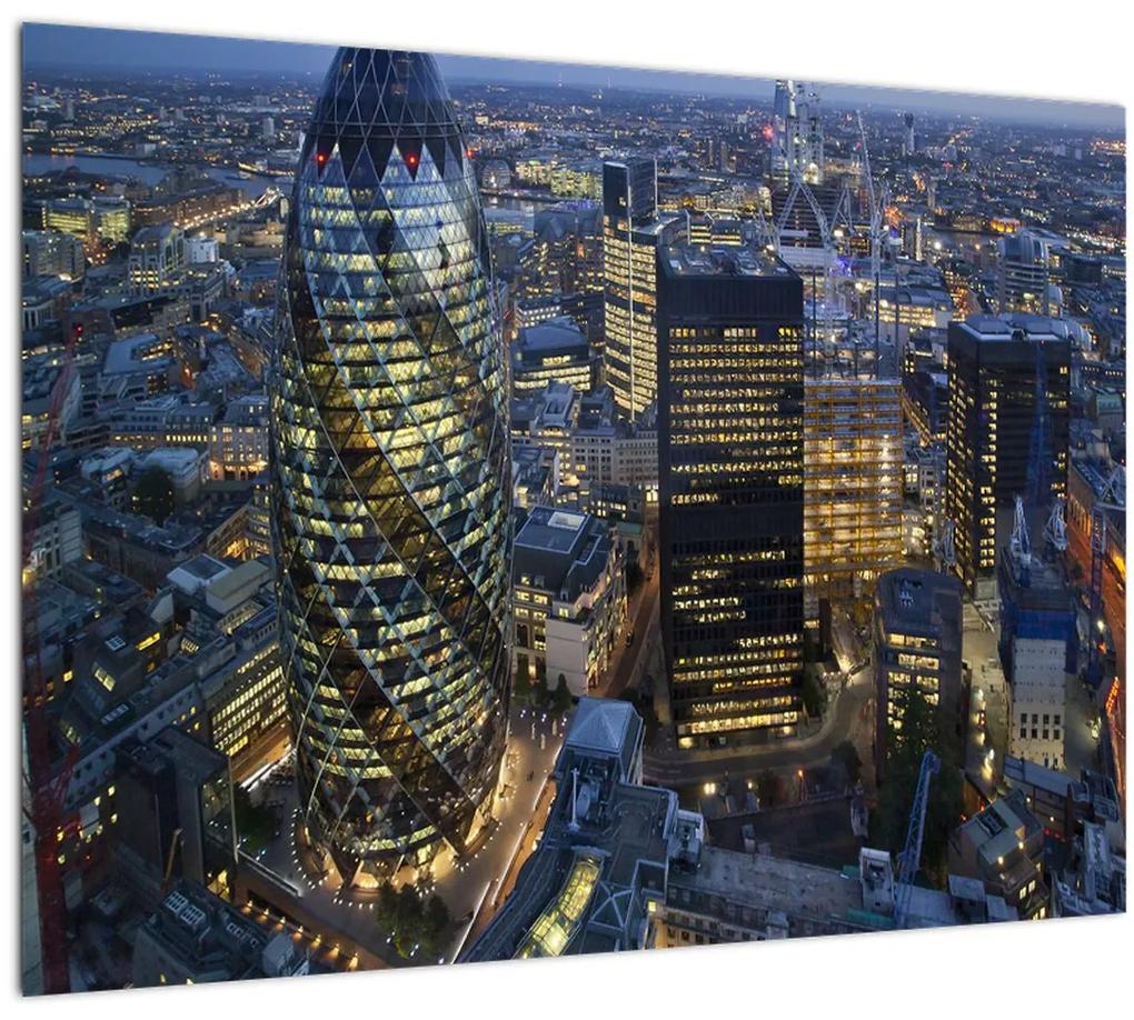 Sklenený obraz - Večerná panoráma Londýna (70x50 cm)