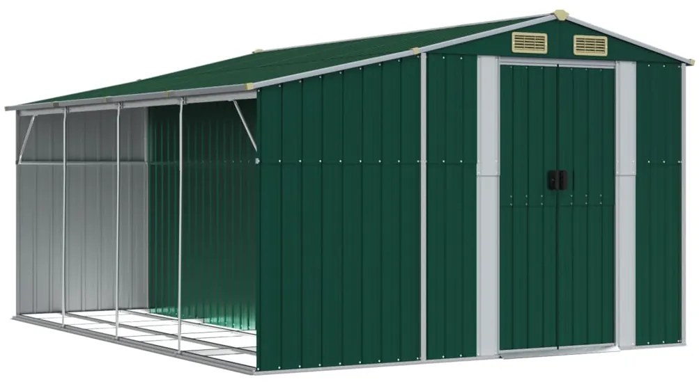 Záhradná kôlňa zelená 277x365,5x179 cm pozinkovaná oceľ